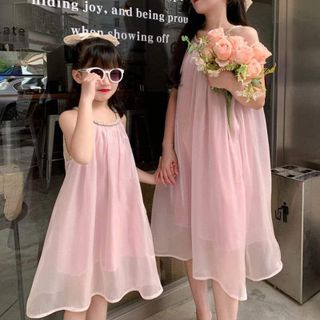 Đầm đôi mẹ bé gái - váy yếm mẹ và bé dáng cánh dơi form rộng