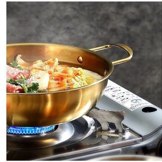 CHẢO INOX MẠ VÀNG 18CM 2 QUAI HÀN QUỐC