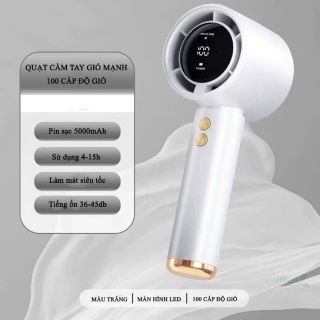 Quạt Cầm Tay  100 Mức Độ Gió Sử Dụng Động Cơ Turbo Dung Lượng Pin 5000mAh