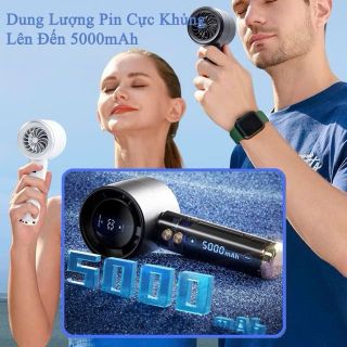 Quạt Cầm Tay  100 Mức Độ Gió Sử Dụng Động Cơ Turbo Dung Lượng Pin 5000mAh