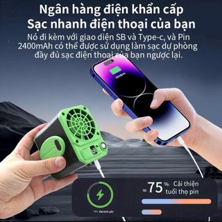 Quạt thắt lưng mẫu mới 3 tốc độ gió, kiêm đèn led chiếu sáng