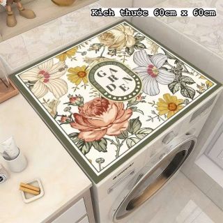Thảm Hoa silicon phủ máy giặt cửa trước