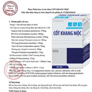 Viên Uống Cốt Khang Mộc – Hỗ Trợ Xương Khớp, Bổ Khớp, Giảm Đau Nhức, Tăng Cường Sự Dẻo Dai