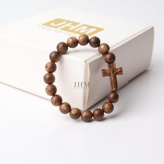 Vòng tay trầm hương thánh giá mân côi phong thủy JHM mang lại bình an cho người đeo Phụ Kiện Đeo Tay Pin Voi