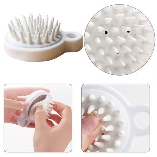 Lược Gội Đầu  trắng Bằng Silicon Mát Xa Da Đầu - Bàn Chải Gãi Đầu Silicon Mềm