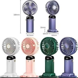 Quạt Tích Điện Cầm Tay Gấp Gọn Có Led Hiển Thị Có Đế
