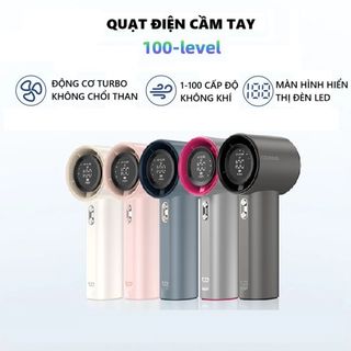 Quạt điện cầm tay turbo 4000 mAh có thể sạc lại, quạt mini cầm tay kèm dây đeo tay, gió mạnh, tốc độ cao 100 vòng/phút