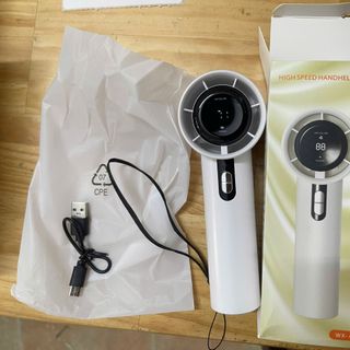 Quạt điện cầm tay turbo 3000 mAh có thể sạc lại, quạt mini cầm tay kèm dây đeo tay, gió mạnh, tốc độ cao 100 vòng/phút