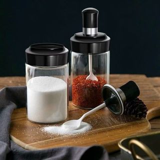 Hũ đựng gia vị thủy tinh kèm muỗng