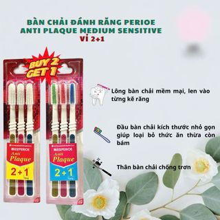 [MUA 2 TẶNG 1] Bàn chải đánh răng Perioe Anti Plaque Medium Sensitive