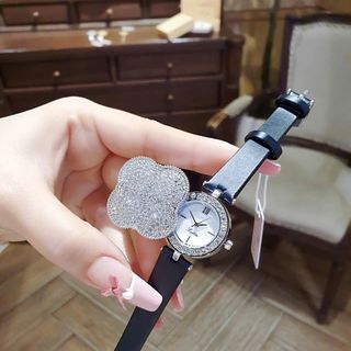 ĐỒNG HỒ NỮ CHÍNH HÃNG SCOTTIE DÂY DA MẶT CỎ BỐN LÁ NẮP MỞ