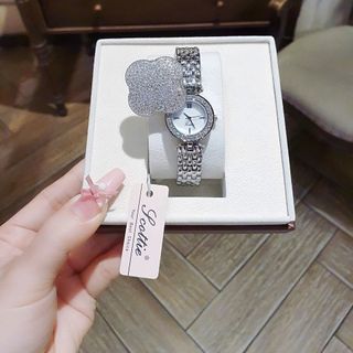 ĐỒNG HỒ NỮ CHÍNH HÃNG SCOTTIE DÂY THÉP MẶT CỎ BỐN LÁ NẮP MỞ