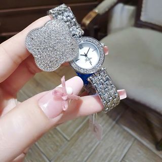 ĐỒNG HỒ NỮ CHÍNH HÃNG SCOTTIE DÂY THÉP MẶT CỎ BỐN LÁ NẮP MỞ