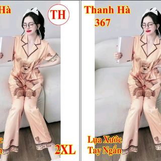 Đồ Bộ Nữ Quần Dài Tay Ngắn Lụa Xước Ánh Kim