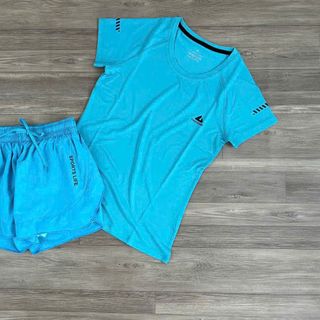 Set thể thao áo thun chính phẩm poly phối quần đùi 2 lớp xi dãn thoáng mát, trơn láng, co giãn thoải mái - size : M L Xl 2XL - 10 màu Sẵn kho