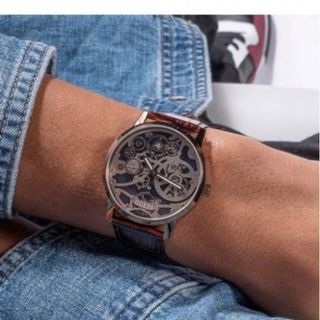 ĐỒNG HỒ NAM CAO CẤP GUEZ GW0570G DÂY DA MẶT BÁNH RĂNG