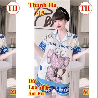 Đồ Bộ Nữ Đùi Lụa Xước Ánh Kim