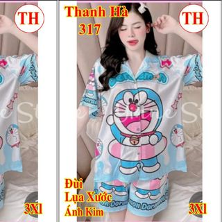 Đồ Bộ Nữ Đùi Lụa Xước Ánh Kim