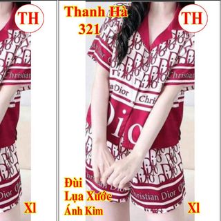Đồ Bộ Nữ Đùi Lụa Xước Ánh Kim