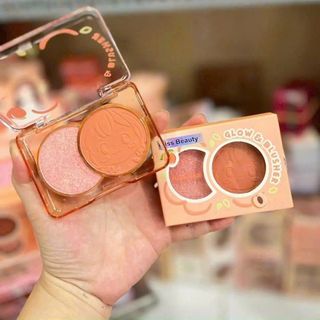 Phấn má hồng KissBeauty highlighter mặt bóng, kết cấu mịn, màu đẹp, lâu trôi,2in1