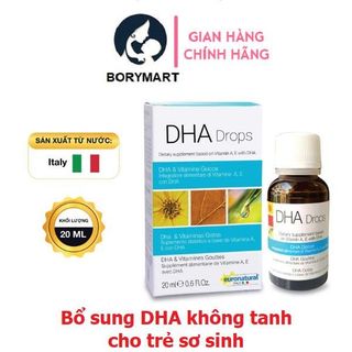 DHA không tanh dạng nhỏ giọt từ vi tảo cho trẻ sơ sinh Euronatural DHA Drops Cho Bé