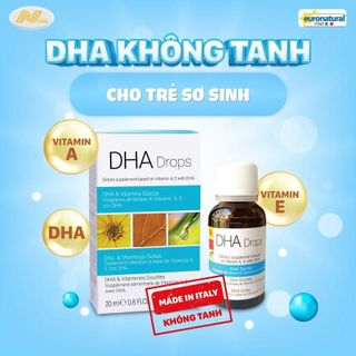 DHA không tanh dạng nhỏ giọt từ vi tảo cho trẻ sơ sinh Euronatural DHA Drops Cho Bé