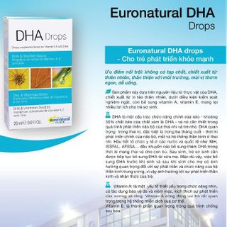 DHA không tanh dạng nhỏ giọt từ vi tảo cho trẻ sơ sinh Euronatural DHA Drops Cho Bé