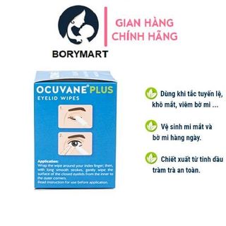 Gạc lau mi mắt Ocuvane Plus dùng cho ngứa bờ mi, khô mắt, vệ sinh mắt hàng ngày Lens