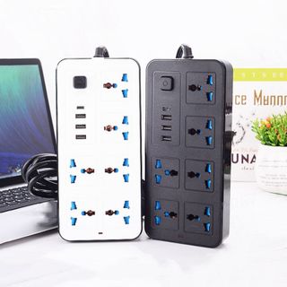 ổ điện đa năng 6 ổ cắm 3 usb 1 sạc nhanh dây cắm 1m8 2 màu đen trắng