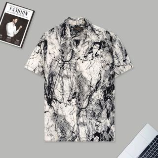 Áo sơ mi nam họa tiết TUTO5 Menswear SML05 - sơ mi ngắn tay curban shirt lụa hàn họa tiết cao cấp, form slimfit mát mẻ