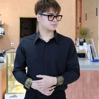 Áo sơ mi trắng nam TUTO5 Menswear SMP01 - sơ mi dài tay công sở phối viền gấm vàng họa tiết cotton paisley shirt cao cấp