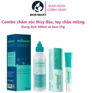 Combo Chăm Sóc Thủy Đậu, Tay Chân Miệng nhanh chóng Dung dịch kháng khuẩn DIZIGONE 300ml & Kem DIZIGONE Nano Bạc 25g