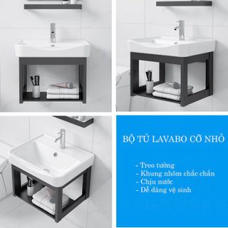 Bộ tủ lavabo treo tường nhỏ gọn TL01C bằng nhôm chịu nước phù hợp nhà tắm không gian nhỏ