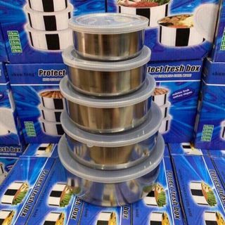 BỘ 5 THỐ INOX CÓ NẮP ĐẬY CAO CẤP