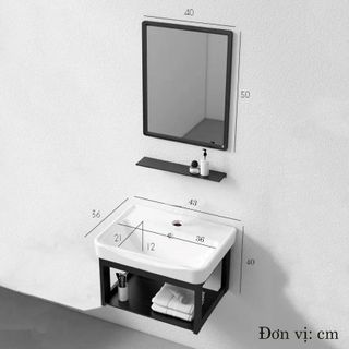 Bộ tủ lavabo treo tường nhỏ gọn TL01C bằng nhôm chịu nước phù hợp nhà tắm không gian nhỏ