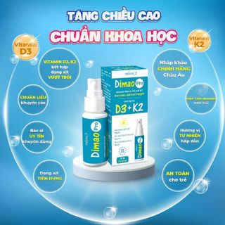 Vitamin D3K2 DIMAO PRO Dạng Xịt, Tăng Cường Hấp Thu Canxi, Phát Triển Chiều Cao Cho Bé 25ml Men Vi Sinh vitamind3k 2