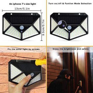 ĐÈN NĂNG LƯỢNG MẶT TRỜI CẢM BIẾN 100 LED