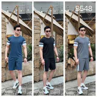 BỘ THỂ THAO NAM CỔ TRÒN PHỐI TAY CHẤT CÁ SẤU MỊN MÁT - THỜI TRANG HC