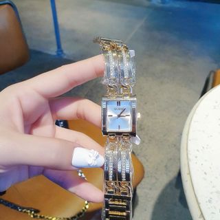 ĐỒNG HỒ NỮ THỜI TRANG GUEZ MẶT VUÔNG DÂY LẮC 2 VÒNG