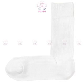 Tất nam cổ cao màu trắng sáng dệt kim
