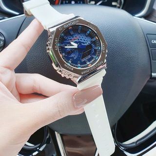 ĐỒNG HỒ NAM NỮ CAO CẤP GSHOC MẶT BÁT GIÁC TRẮNG NIỀNG THÉP FULLBOX UNISEX