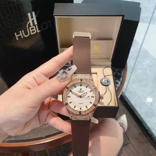 XẢ KHO MÙA HÈ 2025 ĐỒNG HỒ NAM NỮ THỜI TRANG HUBL 2 VIỀN HỘT DÂY CAO SU
