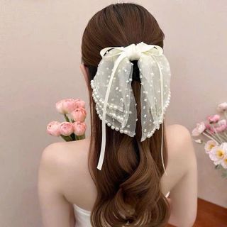 Kẹp Tóc Nơ Ruy Băng Lớn Phong Cách Hàn Quốc Thanh Lịch Cho Nữ