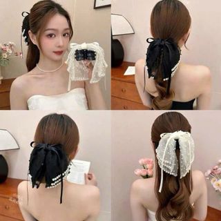 Kẹp Tóc Nơ Ruy Băng Lớn Phong Cách Hàn Quốc Thanh Lịch Cho Nữ