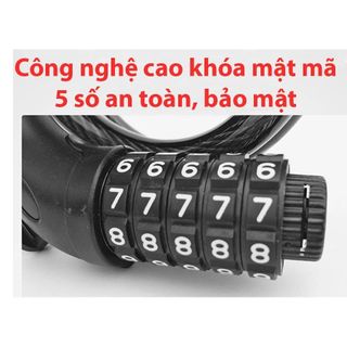 Ổ KHÓA XE ĐẠP XE MÁY 5 SỐ DÂY DÀI 1M2