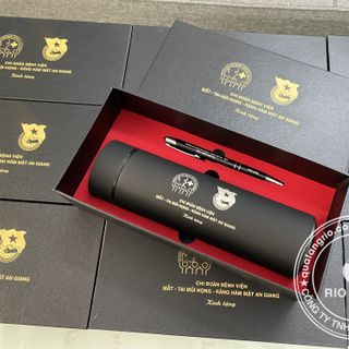 Bộ Quà Tăng Bình Giứ Nhiệt_Bút Ký In Khắc LoGo Theo Yêu Cầu