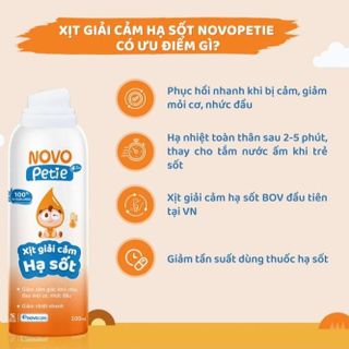 Xịt giải cảm hạ sốt Novopetie giảm khó chịu do cảm cúm, hạ sốt, làm mát cơ thể sau 2-3 phút,lọ 100ml