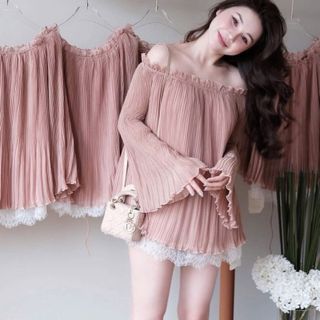 Áo trễ vai dập li