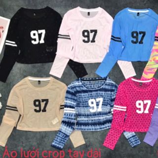 Áo lưới croptop tay dài nữ