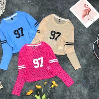 Áo lưới croptop tay dài nữ